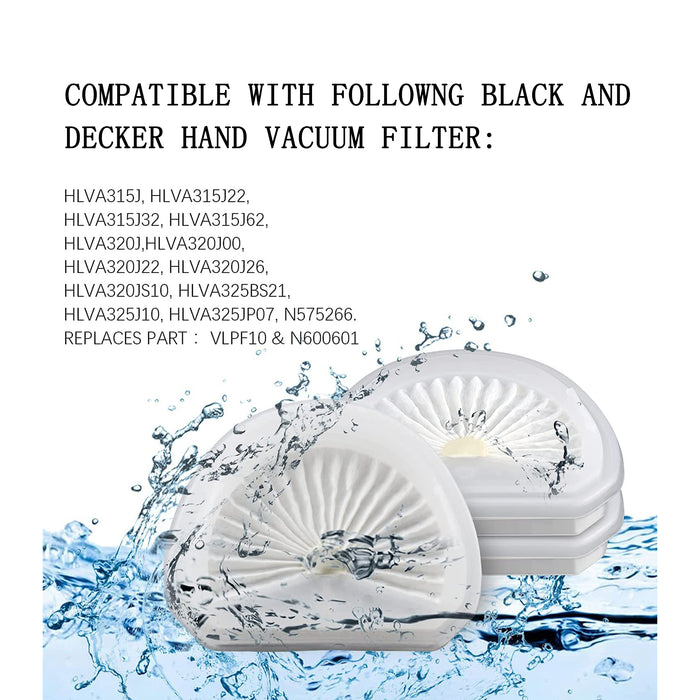 VLPF10 Filters For Black + Decker HLVA315J HLVA320J00 N575266 Dustbuster  Parts