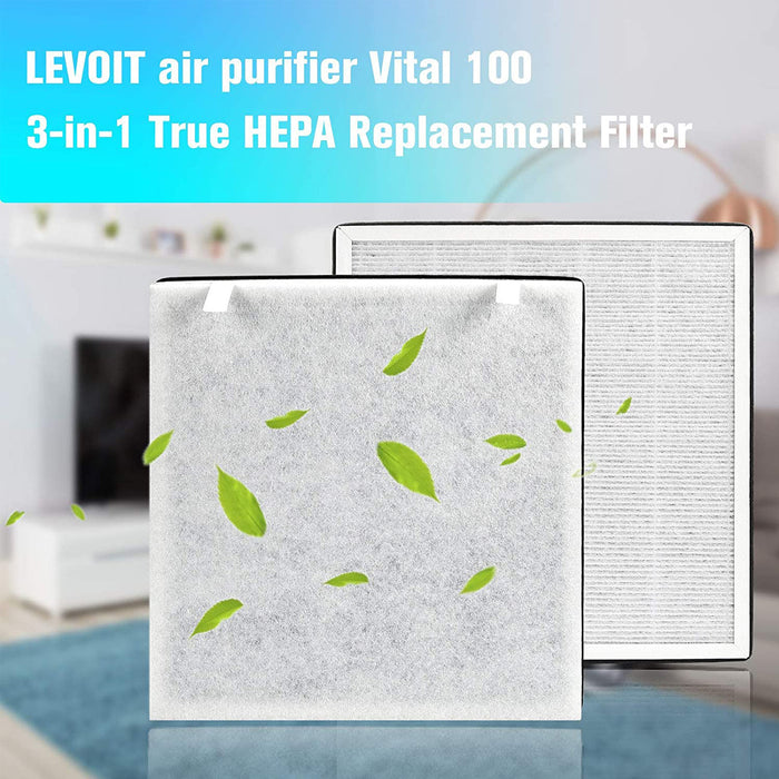 1 Pack LV-H132 Replacement Filter for LEVOIT Air Purifier LV-H132-RF,  3-in-1 H13 True HEPA Filter Carbon Pre-Filter 